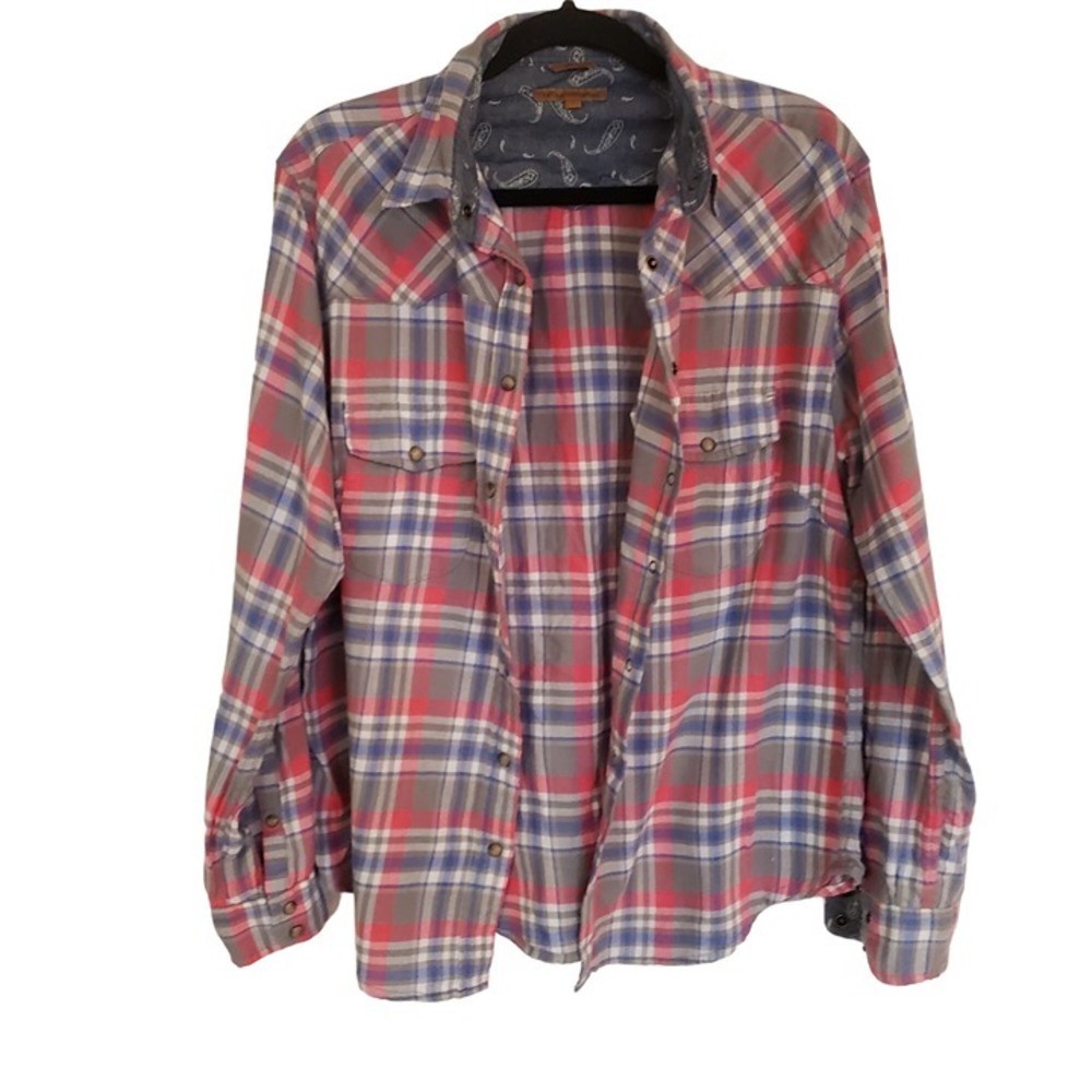 Jachs Girlfriend Flannel size Large pearl snap closure double pocket bandana pr - Picture 3 of 12